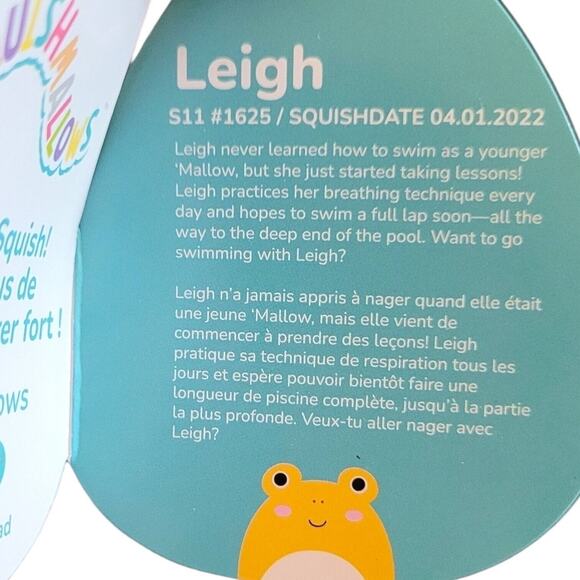 Squishmallows Leigh Yellow Spotted Toad 11in Plush 2022 Kellytoy NWT UK Import - Picture 3 of 3